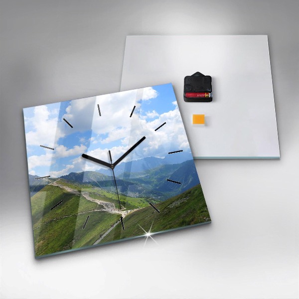 Square glass wall clock Kasprowy Wierch Zakopane