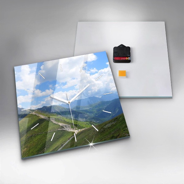 Square glass wall clock Kasprowy Wierch Zakopane