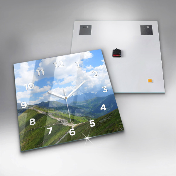 Square glass wall clock Kasprowy Wierch Zakopane