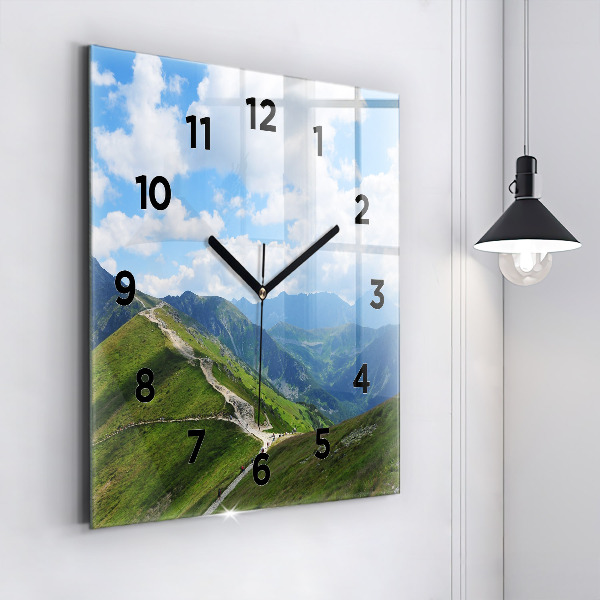 Square glass wall clock Kasprowy Wierch Zakopane