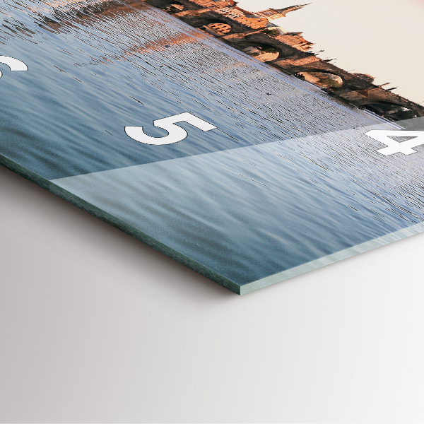 Square glass wall clock Charles Bridge in Prague