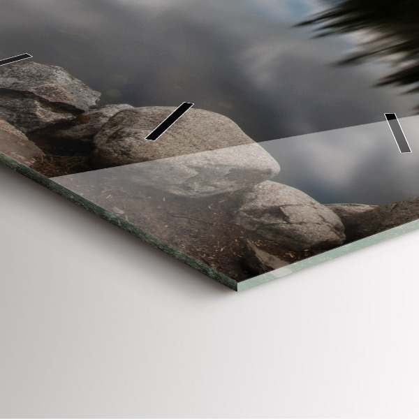 Square glass wall clock High Tatras in Slovakia