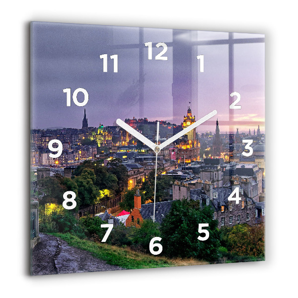 Square glass wall clock Edinburgh from Calton Hill
