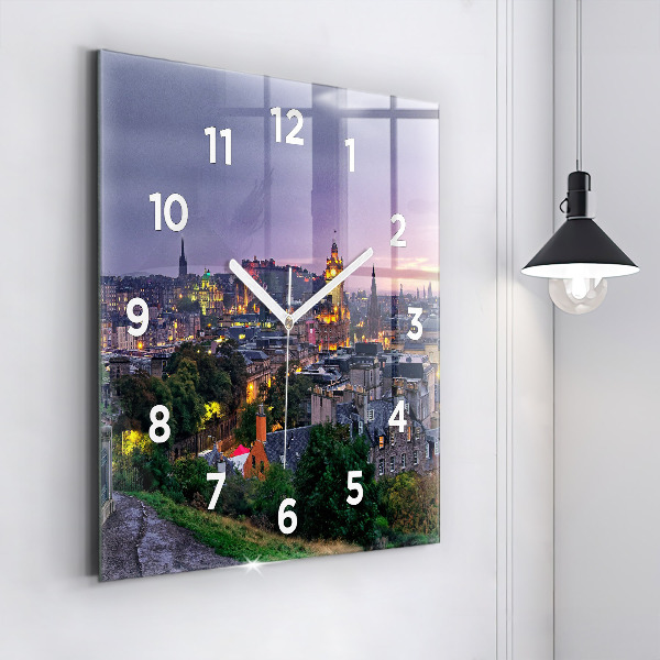 Square glass wall clock Edinburgh from Calton Hill