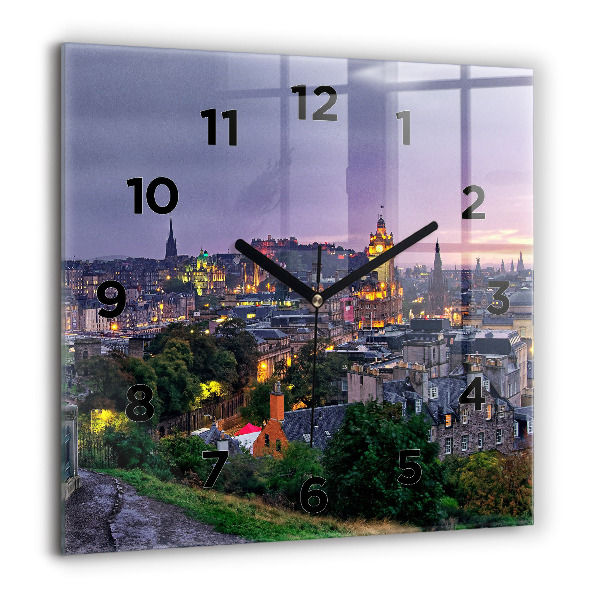 Square glass wall clock Edinburgh from Calton Hill