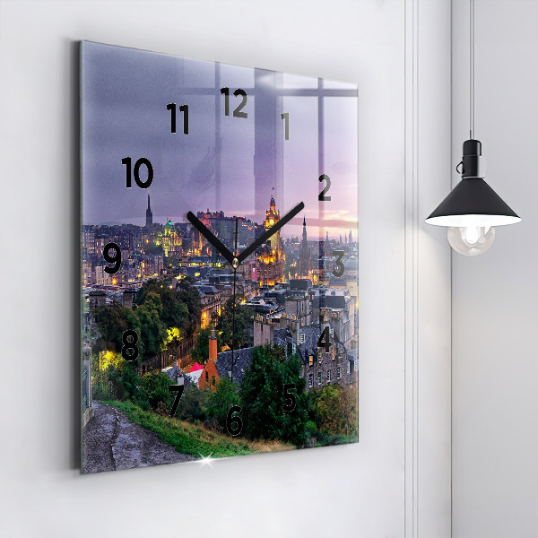 Square glass wall clock Edinburgh from Calton Hill