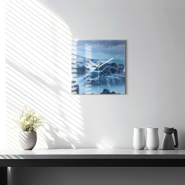 Square glass wall clock Lighthouse