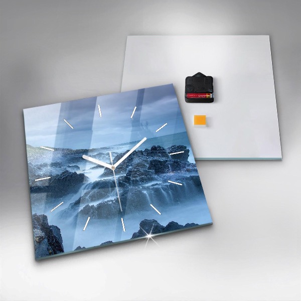 Square glass wall clock Lighthouse