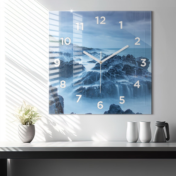 Square glass wall clock Lighthouse
