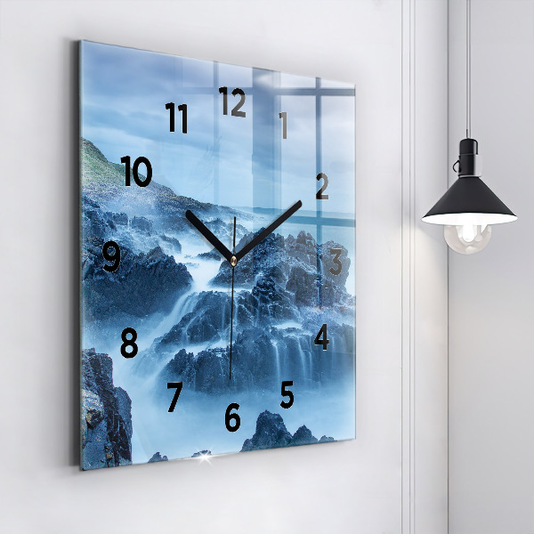 Square glass wall clock Lighthouse