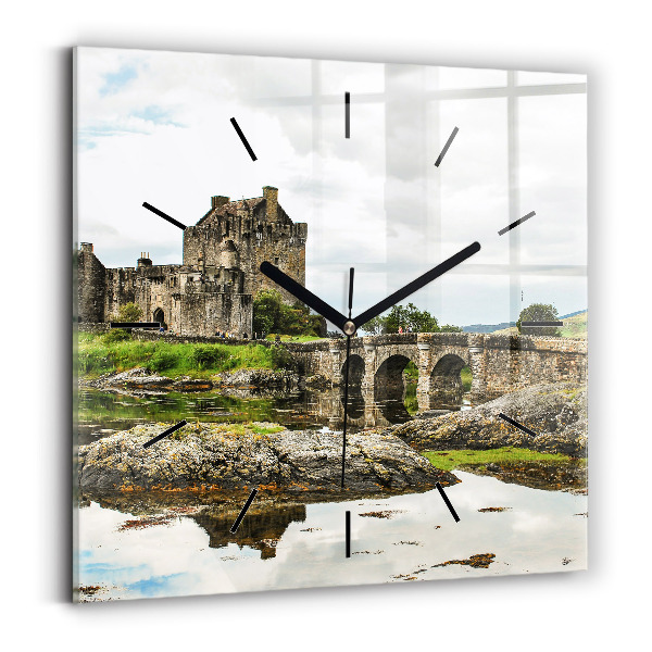 Square glass wall clock Eilean Donan Castle Scotland
