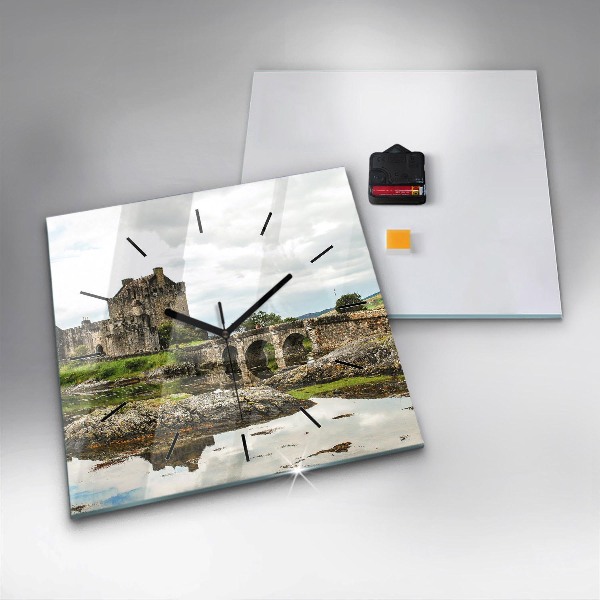 Square glass wall clock Eilean Donan Castle Scotland