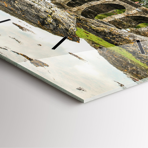 Square glass wall clock Eilean Donan Castle Scotland