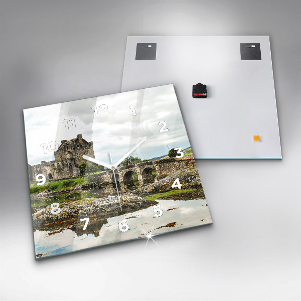 Square glass wall clock Eilean Donan Castle Scotland