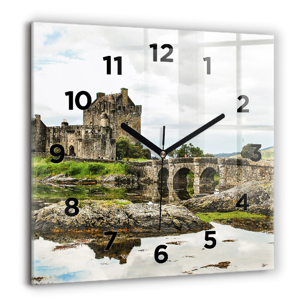 Square glass wall clock Eilean Donan Castle Scotland
