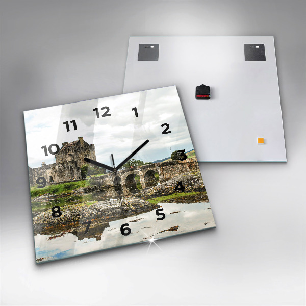 Square glass wall clock Eilean Donan Castle Scotland
