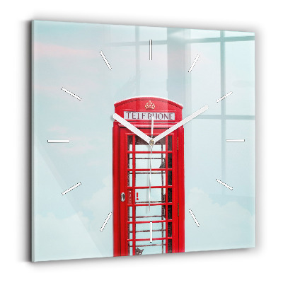 Square glass wall clock Public phone