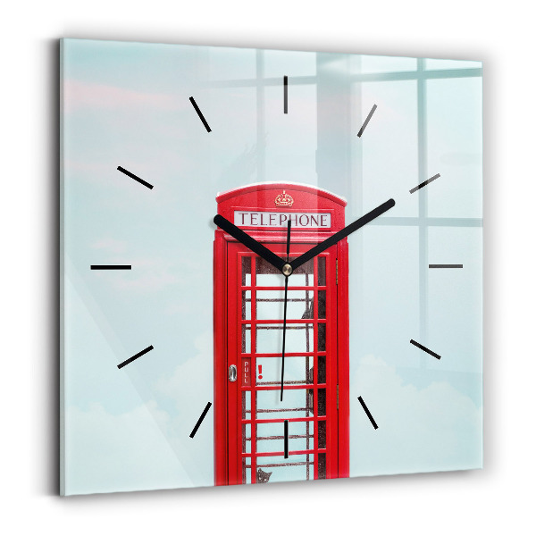 Square glass wall clock Public phone