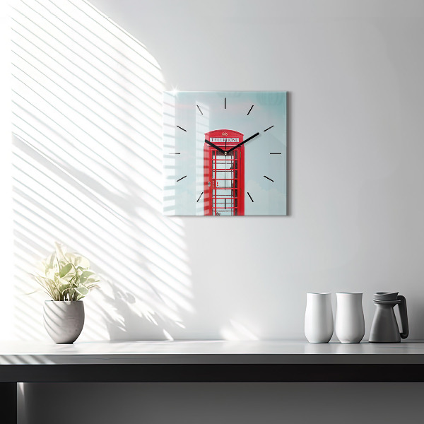 Square glass wall clock Public phone
