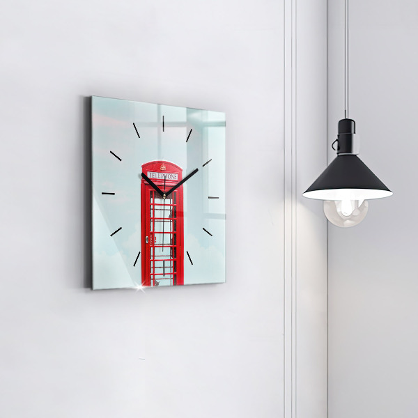 Square glass wall clock Public phone