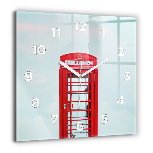 Square glass wall clock Public phone