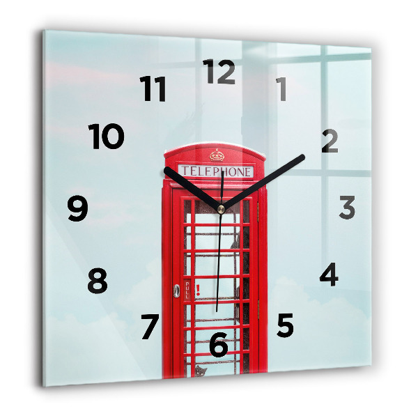 Square glass wall clock Public phone