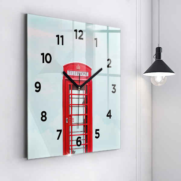 Square glass wall clock Public phone