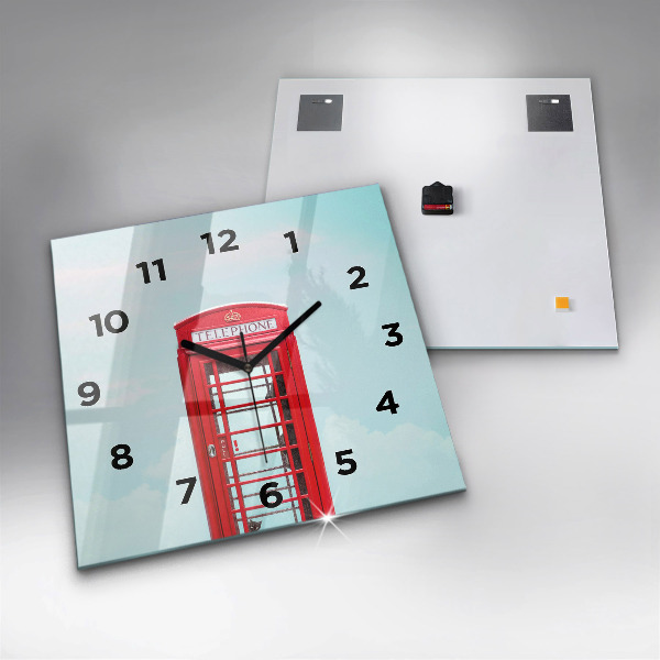 Square glass wall clock Public phone