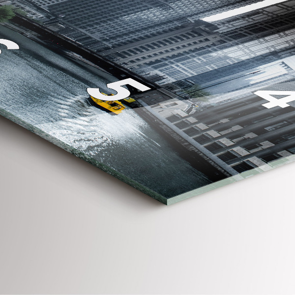 Square glass wall clock City panorama