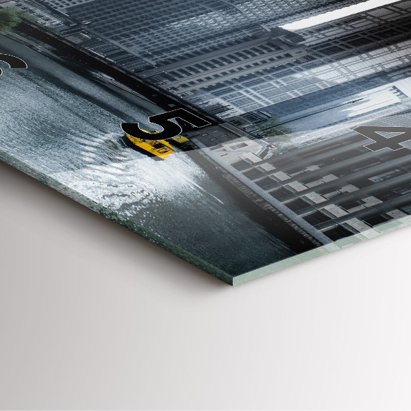 Square glass wall clock City panorama