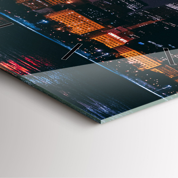 Square glass wall clock Chicago Cityscape