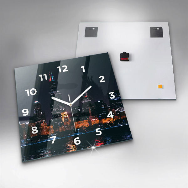 Square glass wall clock Chicago Cityscape