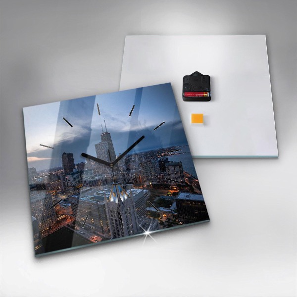 Square glass wall clock Photo of Chicago