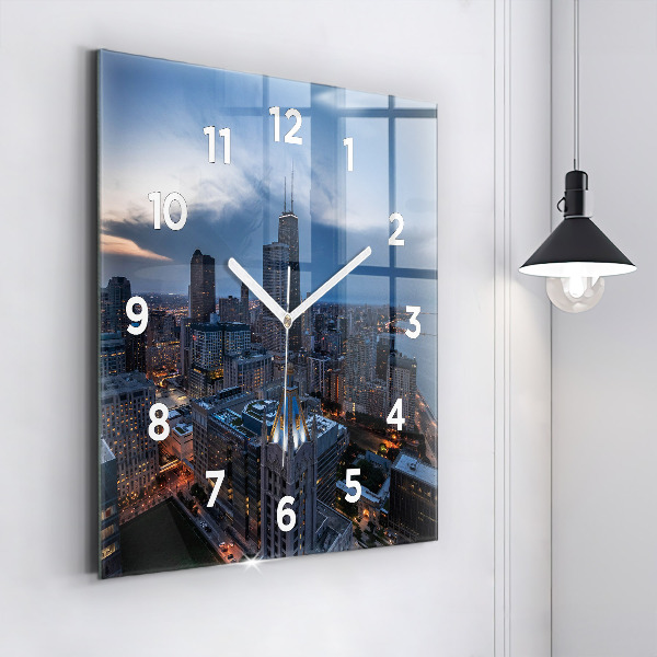 Square glass wall clock Photo of Chicago