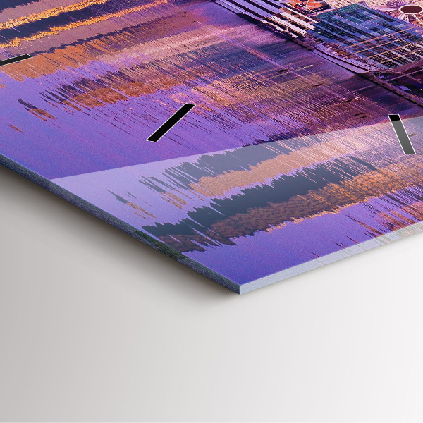 Square glass wall clock View of the skyscrapers of the USA