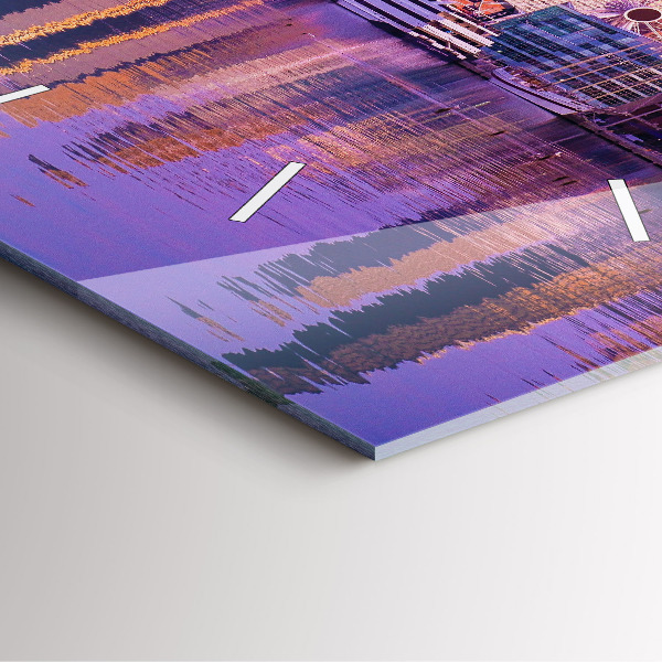 Square glass wall clock View of the skyscrapers of the USA