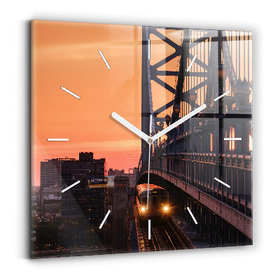 Square glass wall clock Benjamin Franklin Bridge