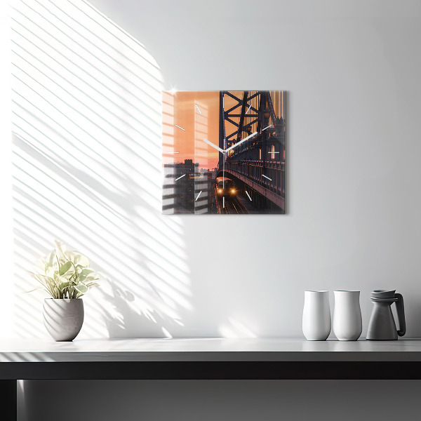 Square glass wall clock Benjamin Franklin Bridge