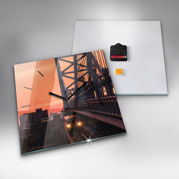 Square glass wall clock Benjamin Franklin Bridge
