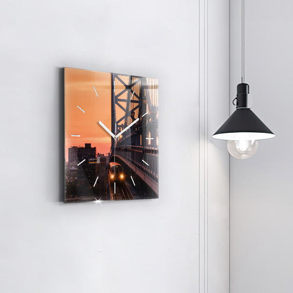 Square glass wall clock Benjamin Franklin Bridge