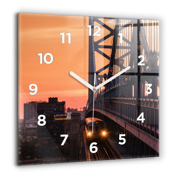 Square glass wall clock Benjamin Franklin Bridge
