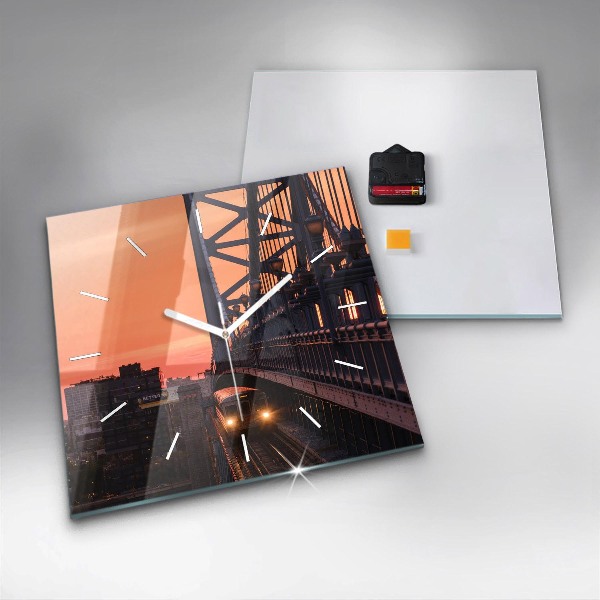 Square glass wall clock Benjamin Franklin Bridge