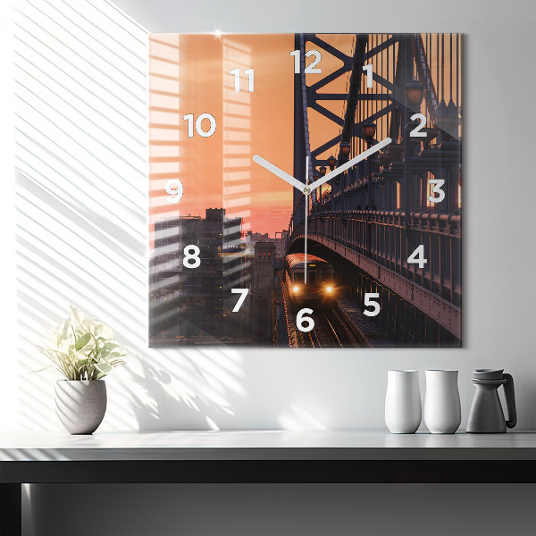 Square glass wall clock Benjamin Franklin Bridge