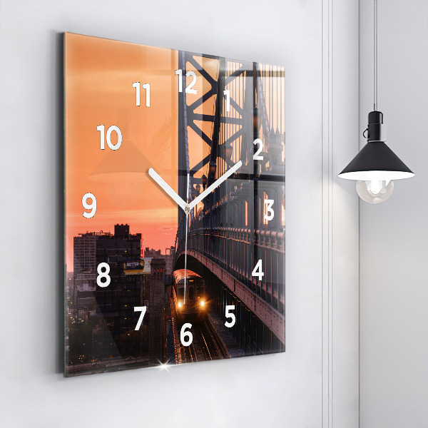 Square glass wall clock Benjamin Franklin Bridge