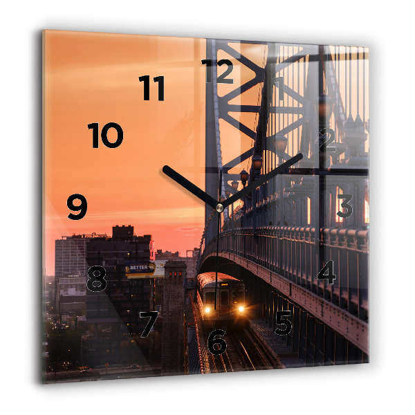 Square glass wall clock Benjamin Franklin Bridge