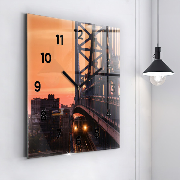 Square glass wall clock Benjamin Franklin Bridge