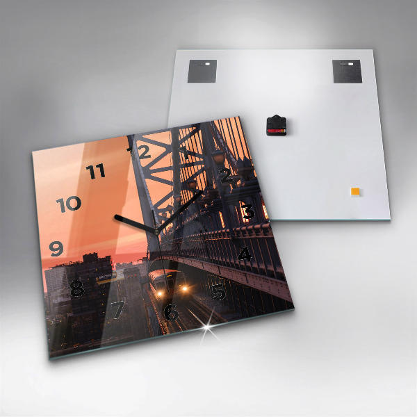 Square glass wall clock Benjamin Franklin Bridge