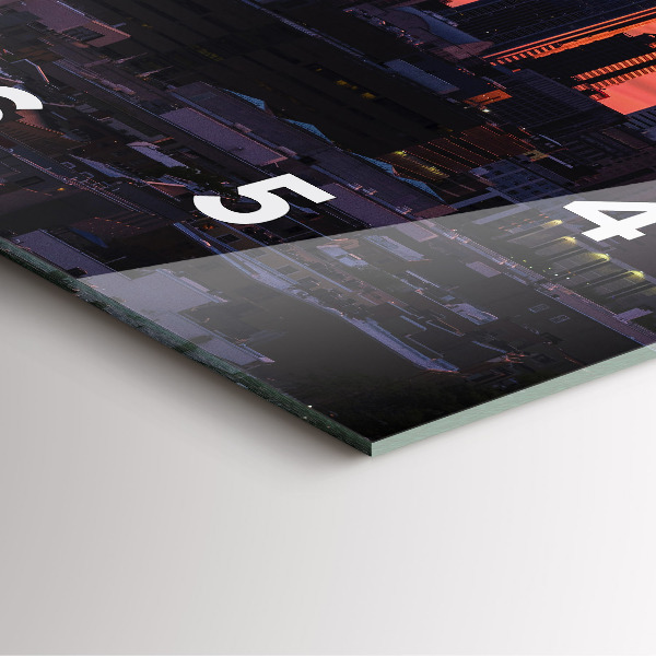 Square glass wall clock Philadelphia City Skyline