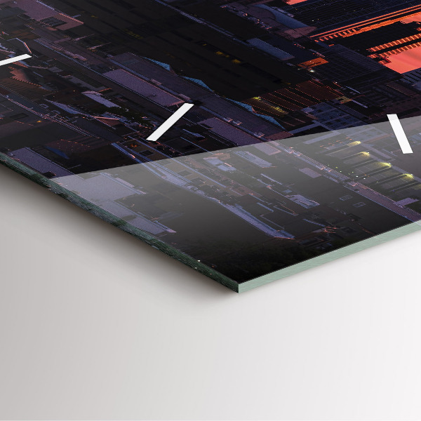 Square glass wall clock Philadelphia City Skyline