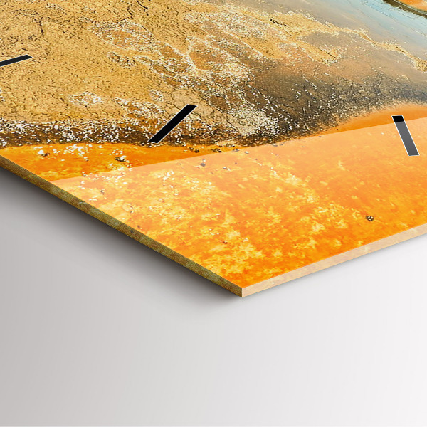 Square glass wall clock Lake with Mountains